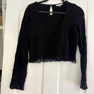 American Eagle Outfitters Black Lace Cropped Blouse
